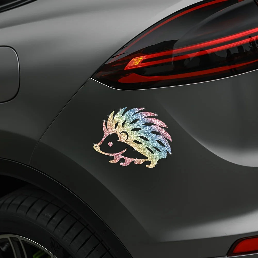 1 pieza de linda pegatina decorativa para coche de erizo con purpurina brillante, vinilo autoadhesivo para decoración de coche adecuada para coches, camiones