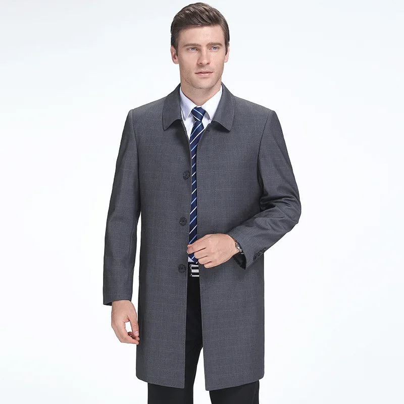AYUNSUE - Gabardina de invierno de longitud media para hombre, chaqueta de lana acolchada gruesa de alta gama, abrigo informal holgado