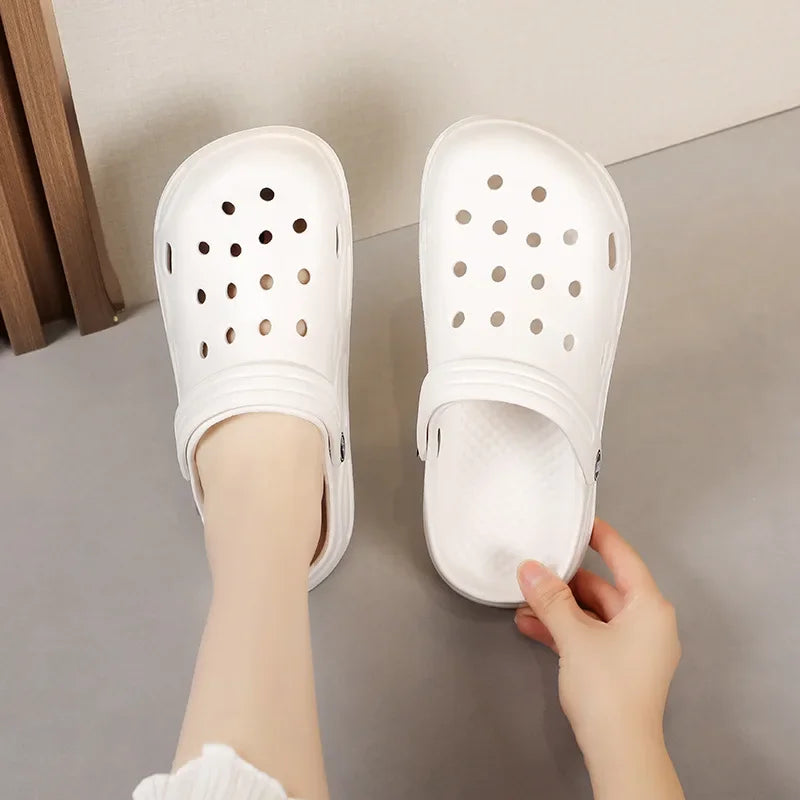 Zapatos de verano para hombre, para exteriores, con tacón medio cubierto, para jardín, playa, tipo zueco, transpirables, de material EVA, sandalias cómodas.