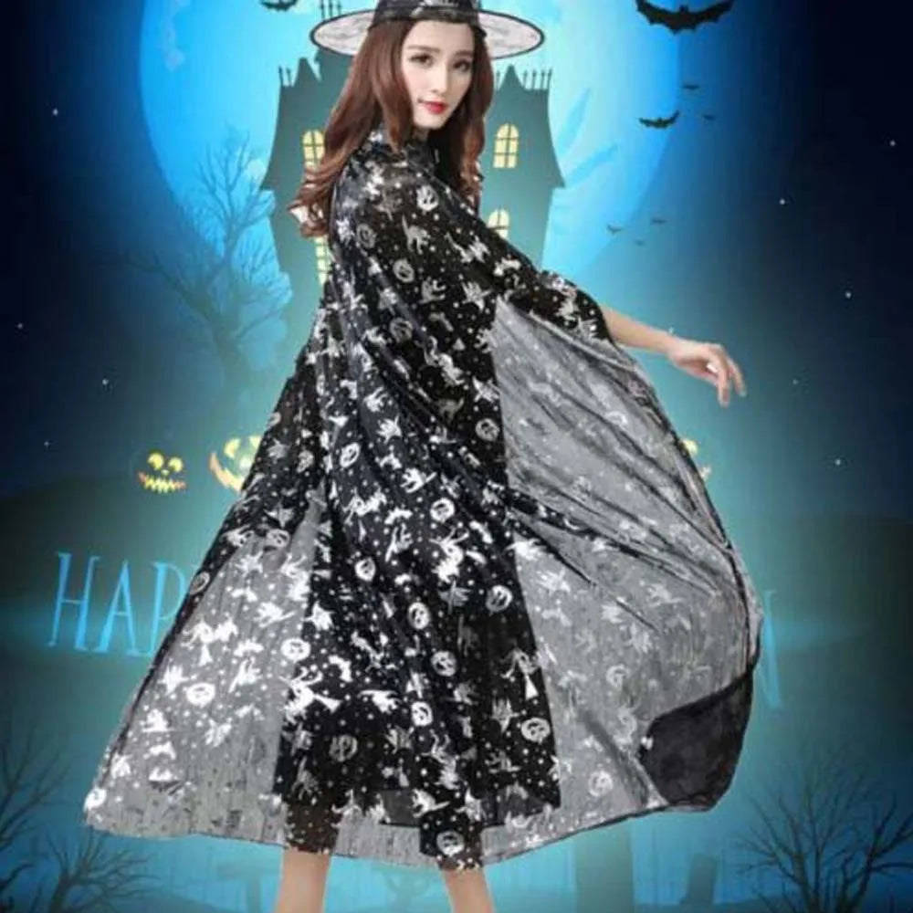 Masquerade Show Performance Costumes Halloween Cloak Sets Pumpkin Ghost Scary Costumes Bat Hat Cosplay Wizard Robe Adult
