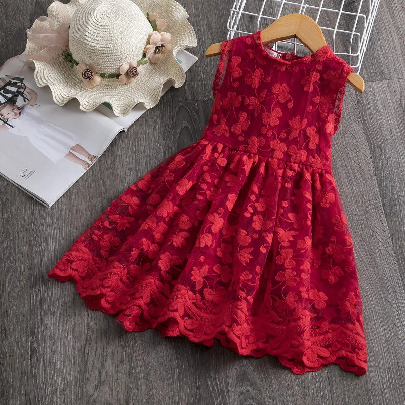 Vestido informal de verano para niñas, sin mangas, bordado, de princesa, color blanco, para vacaciones.