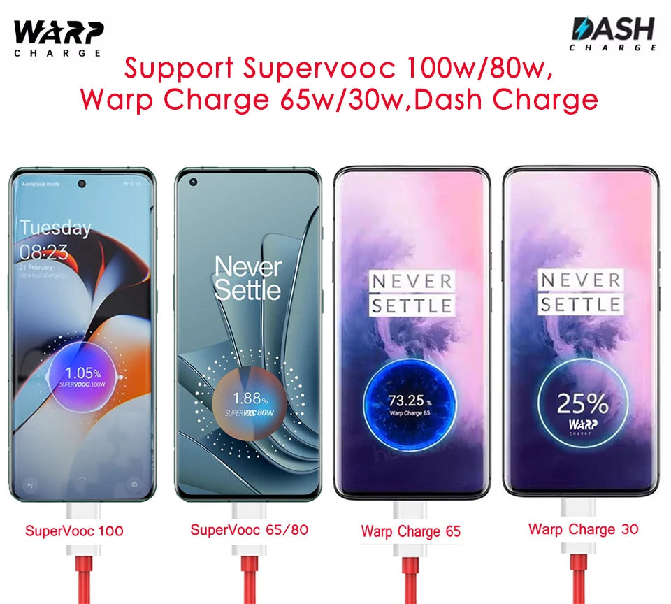 Cable original para OnePlus 13, 12 y 11, 150 W, 100 W y 80 W Supervooc 2.0 Warp, USB tipo C, carga rápida, OnePlus 10T, Nord CE 5, 4, 10, Ace 3
