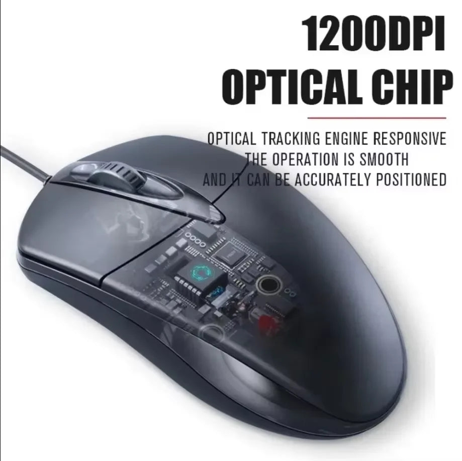 Ratón óptico con cable USB para ordenador portátil, hogar, oficina, antideslizante, 3D, 1200 DPI, accesorios para PC de escritorio