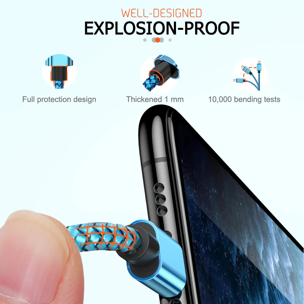 Cable USB de carga rápida para iPhone 14, 13, 12, 11 Pro Max, Xs, X, XR, 8, 7, 6, 6s Plus, SE 2, Apple iPad, cable de carga de datos de cable largo de 1 m, 2 m y 3 m
