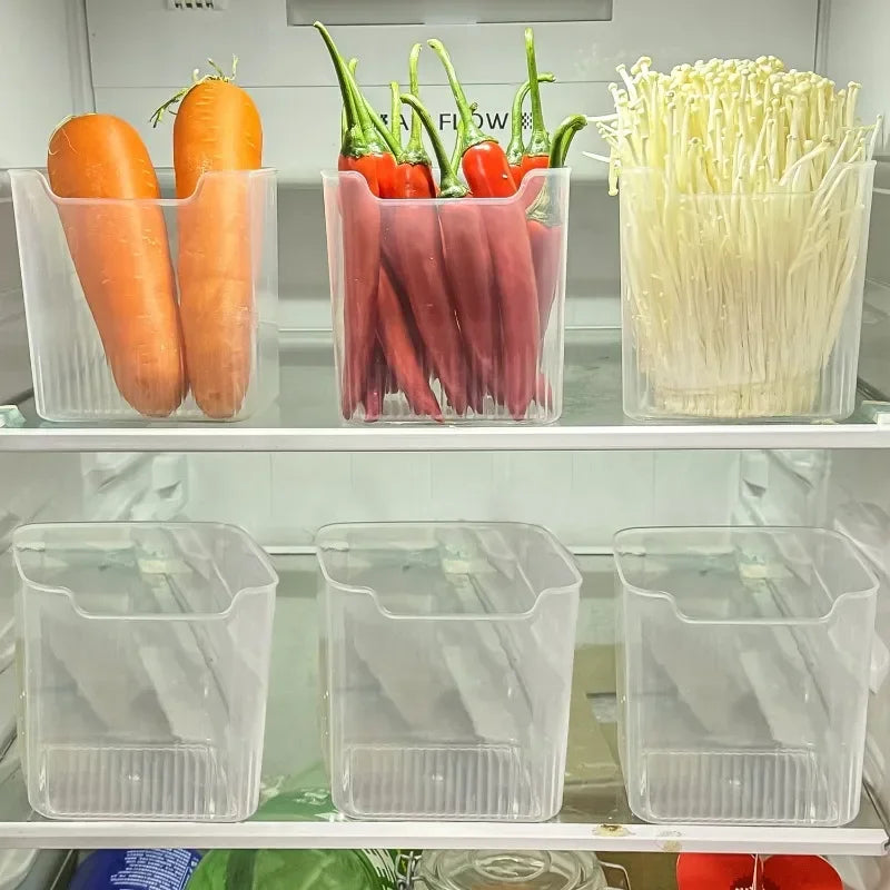 1/6 cajas de almacenamiento para puerta lateral de refrigerador, portátiles, para conservar verduras y frutas, de plástico de grado alimenticio para cocina.