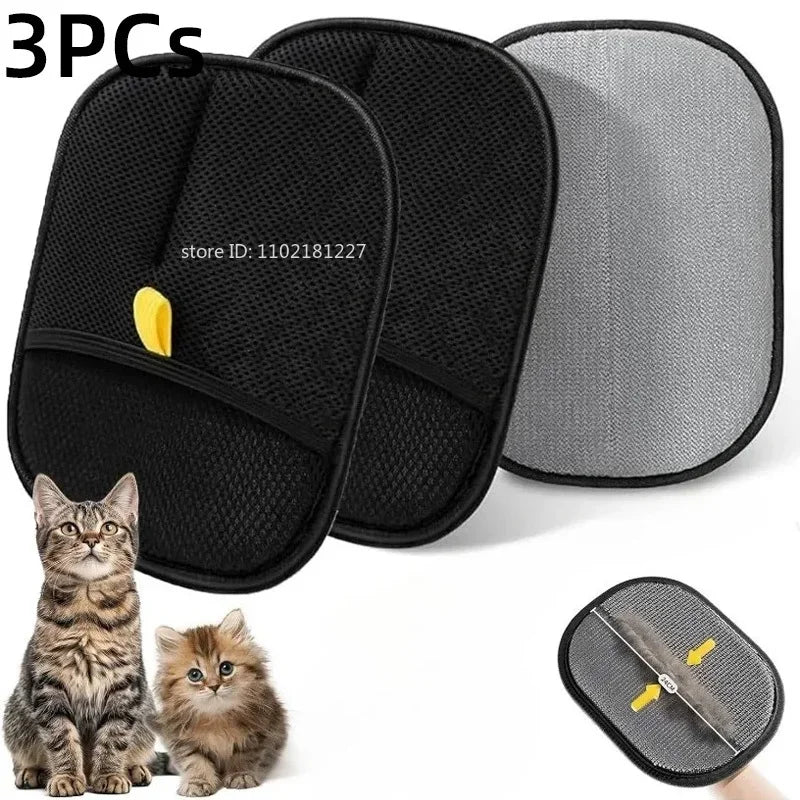 Juego de herramientas para quitar el pelo de mascotas, guantes reutilizables para eliminar la estática, guantes de aseo de doble cara para eliminar el pelo de perros y gatos en alfombras y sofás.