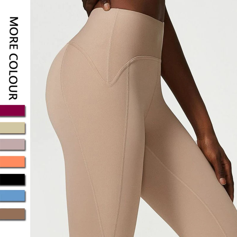 Pantalones de yoga para mujer, sensación de desnudez, alta elasticidad, nailon, cintura alta, leggings deportivos, realce, para correr, gimnasio, ropa deportiva femenina.