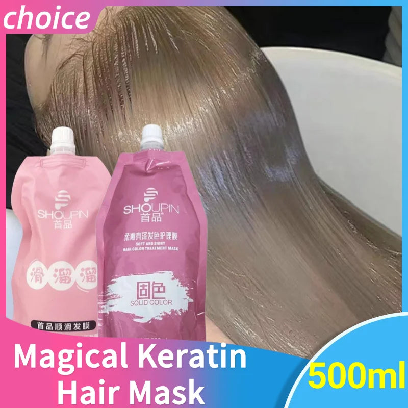 Mascarilla capilar mágica de queratina para cabello maltratado. 5 segundos. Repara el cabello dañado y encrespado. Suaviza, nutre y alisa. Cuidado capilar.