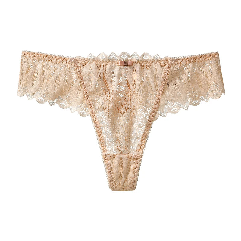 Bragas de encaje caladas sexis para chicas, tanga transparente, ropa interior fina, lencería femenina de cintura baja, tallas S-XL