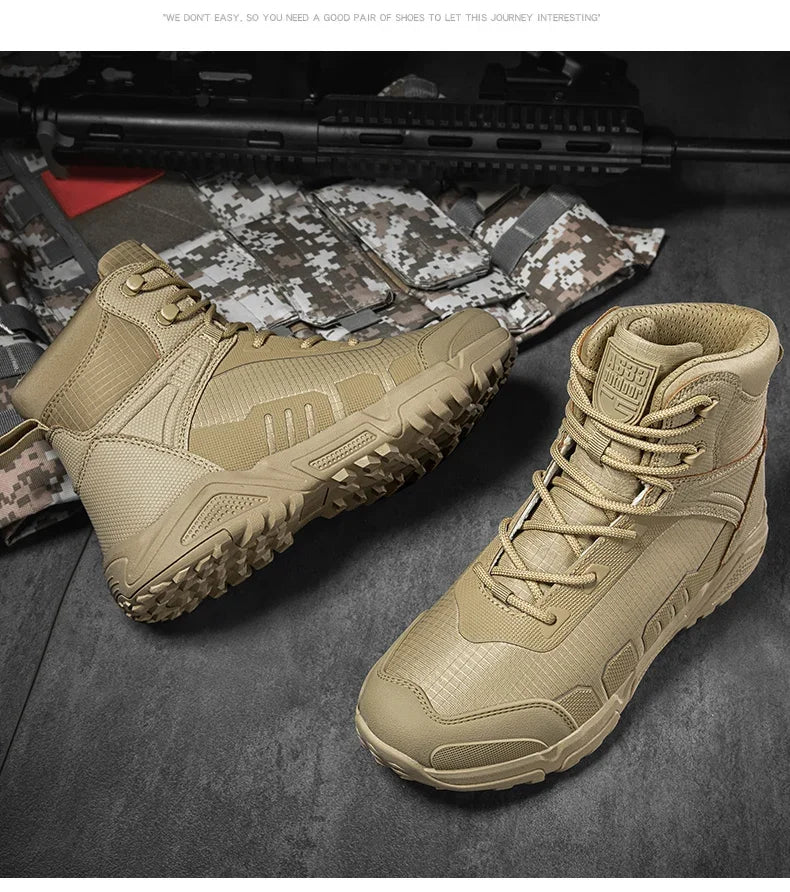 2024Men's Boots Outdoor Tactical mid-waist Boot Men's Hiking Shoes Non-slip Desert Combat Boots Men's Solid Color Snow Boots New