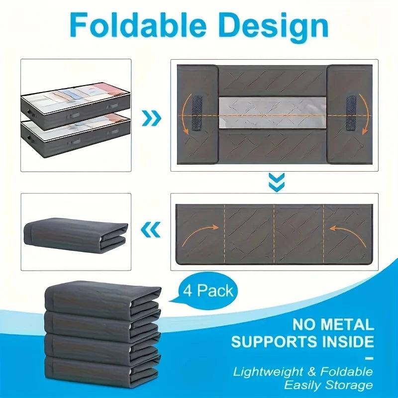 Caja de almacenamiento con tapa para mesita de noche, bolsa de almacenamiento debajo de la cama con ventana transparente y asas reforzadas para ropa y ropa de cama.