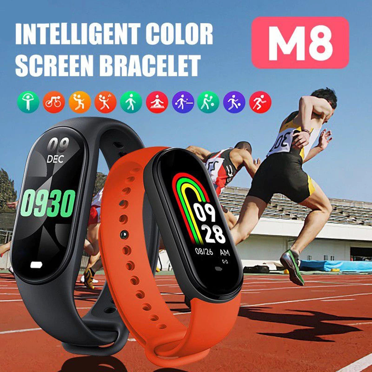 Reloj inteligente deportivo con control de música, seguimiento de calorías, recordatorio de pasos, Bluetooth, M8