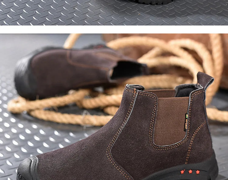 Anti Smashing And Anti Piercing Suede Safety Shoes Men's Steel Toe Cap Protection Work Shoes Fashion Scarpe Antinfortunistiche