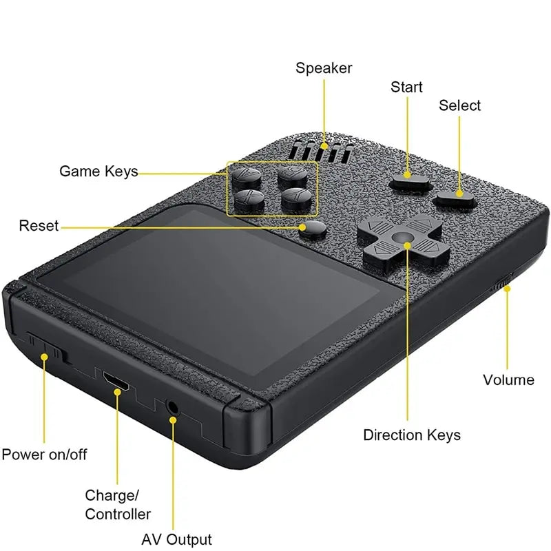 Consola de videojuegos portátil retro GAMINJA GC26, miniconsola de juegos portátil de 3,0 pulgadas con pantalla LCD a color para niños y 400 juegos integrados.