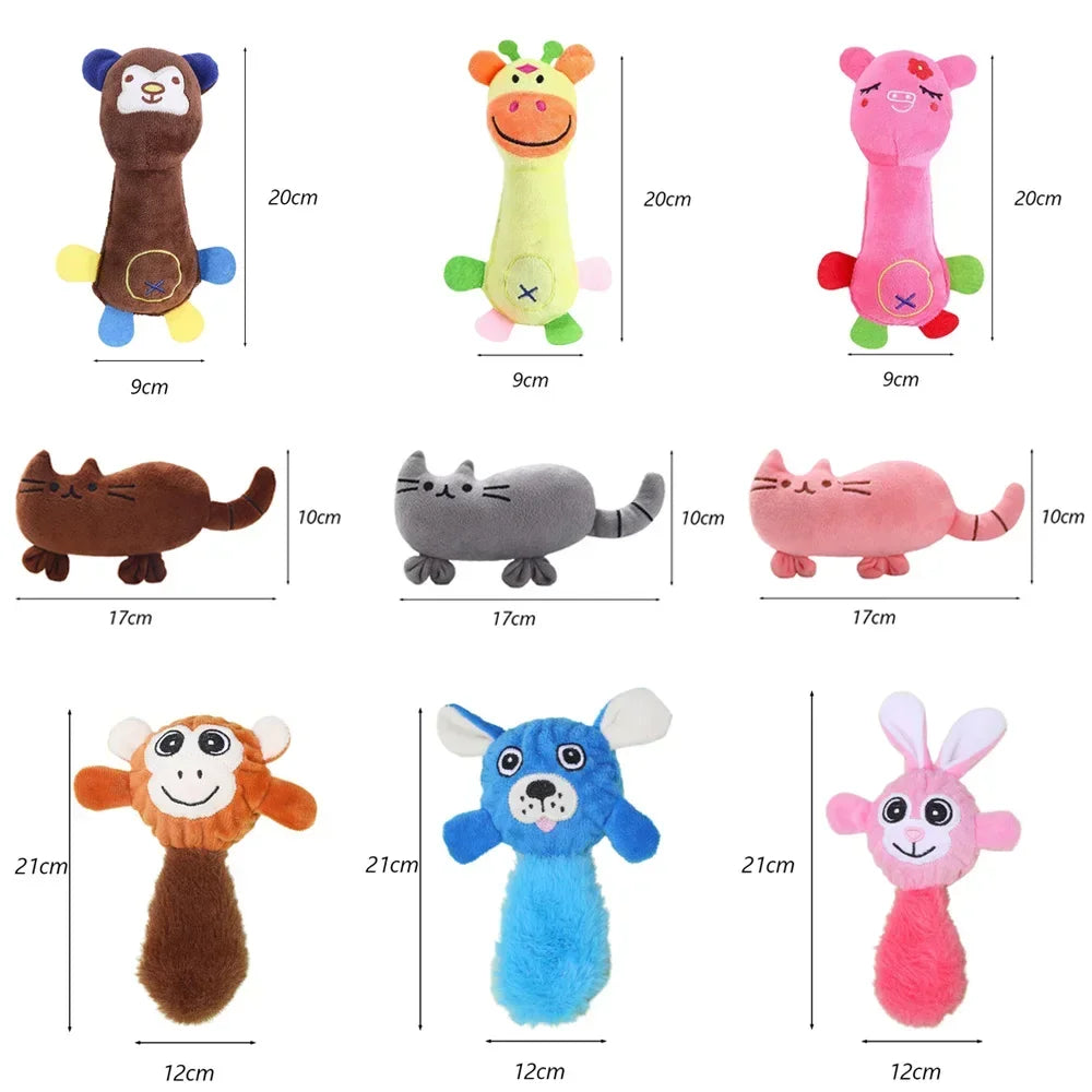 Juguete chirriante con forma de animales para perros pequeños, peluches, juguetes interactivos para masticar, accesorios para jugar con cachorros malteses.