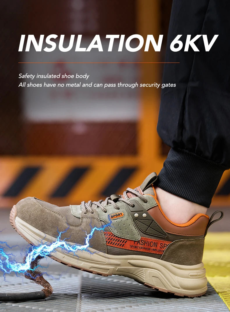 Zapato de trabajo antiperforación para hombre, zapatillas de trabajo de seguridad transpirables con puntera de acero, zapatos indestructibles, botas de trabajo transpirables.