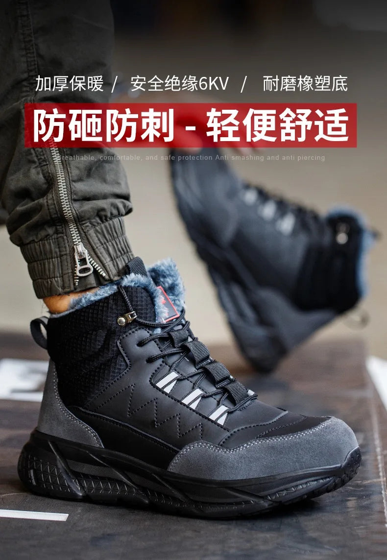 Zapatos de seguridad para electricistas, aislantes de 6 kV, antiaplastamiento y antiperforación, calzado de seguridad para hombres, para obras de construcción, zapatos de algodón.