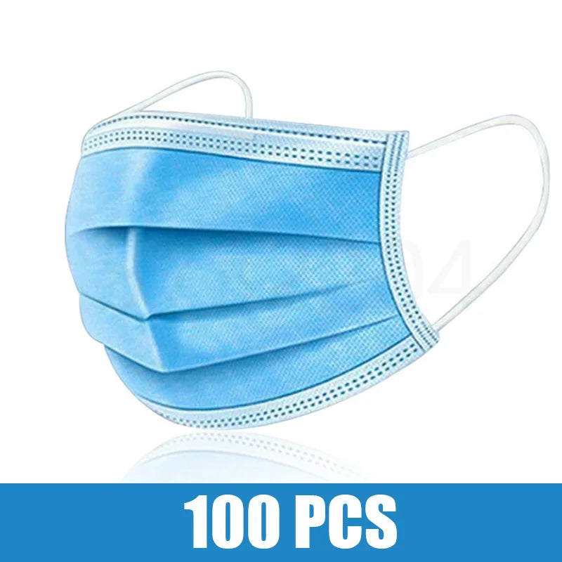 Mascarillas quirúrgicas desechables de 10 a 200 unidades, mascarillas faciales médicas de 3 capas con filtro, antipolvo, transpirables, con elásticos para las orejas, mascarillas bucales para adultos.