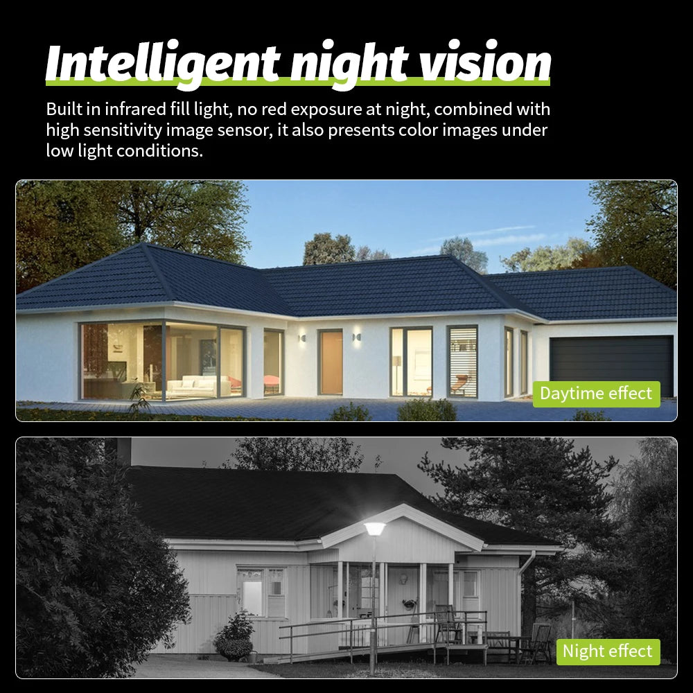 Cámara inalámbrica Neye 4K/8MP WiFi 1080P con doble lente y pantalla dual para exteriores, cámara IP para el hogar, cámara de seguridad CCTV con doble lente