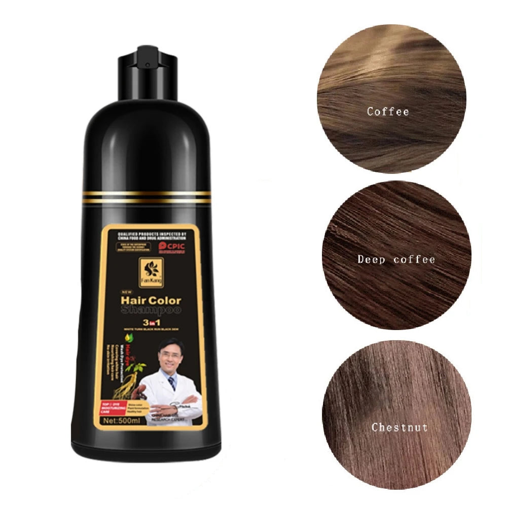 Champú para teñir el cabello gris, 3 en 1, para mujeres y hombres, con tinte negro, crema nutritiva natural a base de hierbas para el cuidado del cabello.