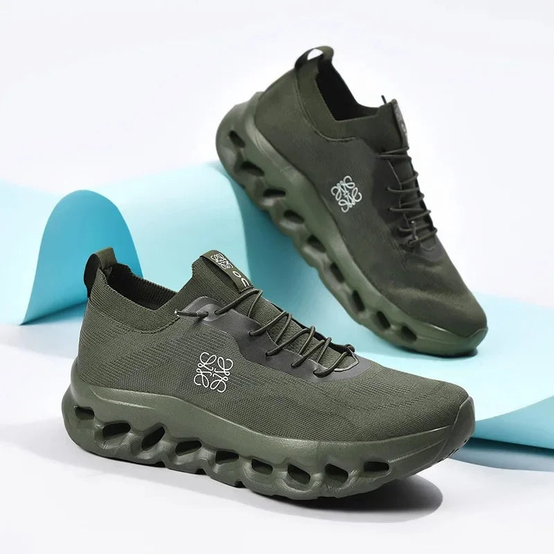 Zapatillas deportivas informales retro de moda para papá con absorción de impactos, parte superior sintética transpirable y suela de goma.