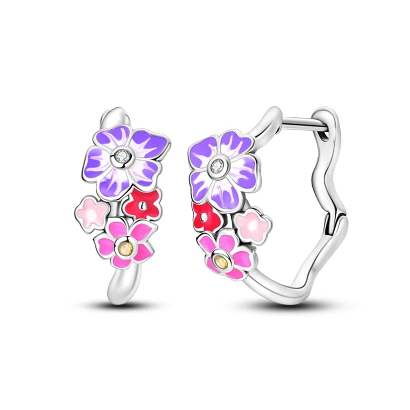 Pendientes de plata de ley 925 con diseño de mariposa, abeja, mariquita y flor de arcoíris para mujer, joyería de moda para fiestas de cumpleaños, regalos