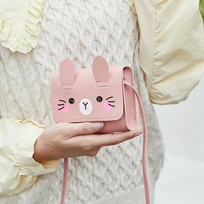 Accesorios para niños, bolso bandolera pequeño con diseño de conejo, bolso bandolera pequeño para niñas, monedero pequeño con dibujos animados para niños y niñas.