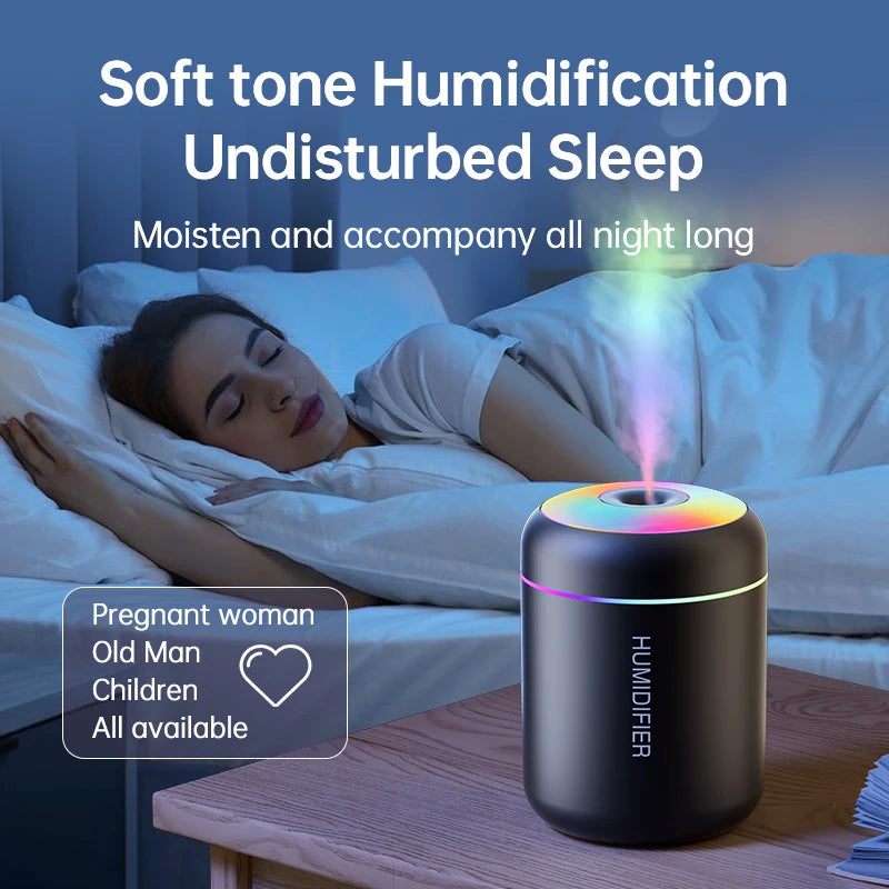 Mini humidificador de aire de 180 ml, difusor de aroma eléctrico USB, purificador de aceites esenciales, generador de niebla de aromaterapia, luces para coche, hogar y dormitorio.