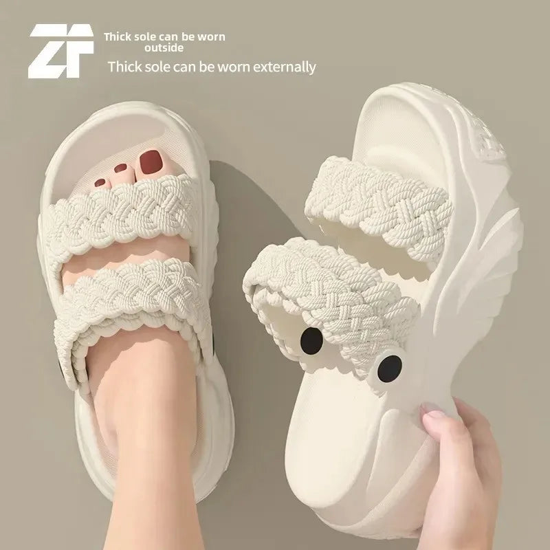 Sandalias casuales de playa para mujer, verano 2025, nuevo estilo, EVA, suela gruesa, con realce, para uso en exteriores, zapatillas antideslizantes, zapatos sin cordones