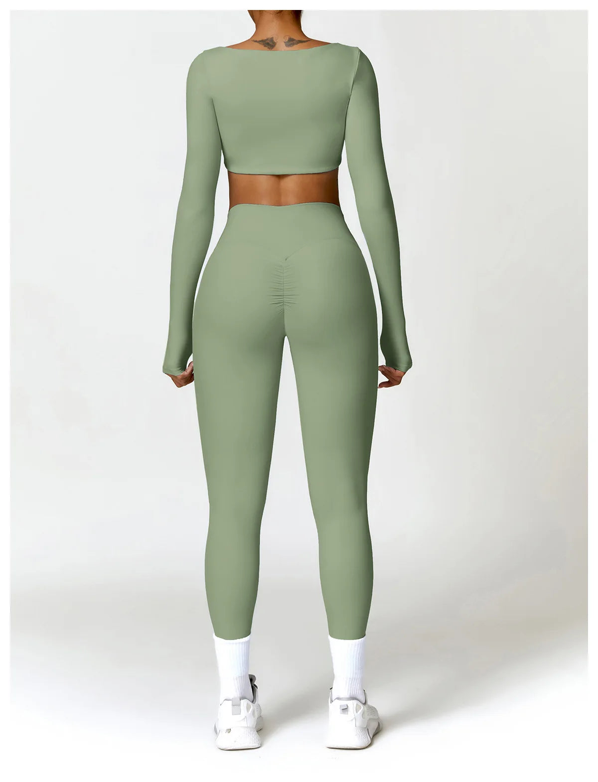 Conjunto de chándal de yoga para mujer, 2 piezas, ropa deportiva para entrenamiento, ropa deportiva, leggings de gimnasio, sujetador de fitness, top corto, trajes deportivos de manga larga