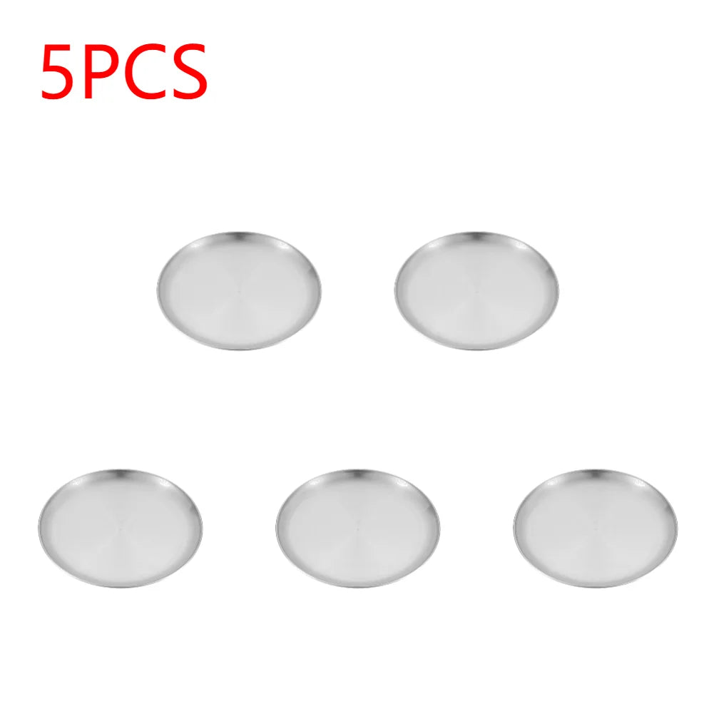Plato de camping de acero inoxidable, vajilla, contenedor de alimentos, plato de picnic, utensilios de cocina, equipo de camping para senderismo, suministros de camping, nueva base