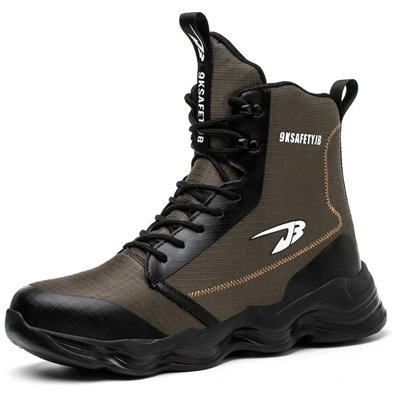 2024 Nuevos zapatos de seguridad para hombre, botas altas de trabajo, zapatillas de trabajo con puntera de acero, botas de trabajo antigolpes y a prueba de pinchazos, zapatos indestructibles