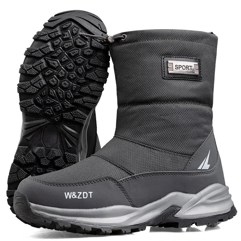 Botas de nieve altas antideslizantes para hombre, para deportes al aire libre, estilo noreste, gruesas, cálidas e informales, de algodón, con terciopelo impermeable.