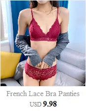 Conjunto de lencería sexy para mujer 2022, pantalones cortos de encaje negro, camiseta sin mangas de color liso, camisola, top de tubo, bragas, conjunto de lencería con estampado floral.