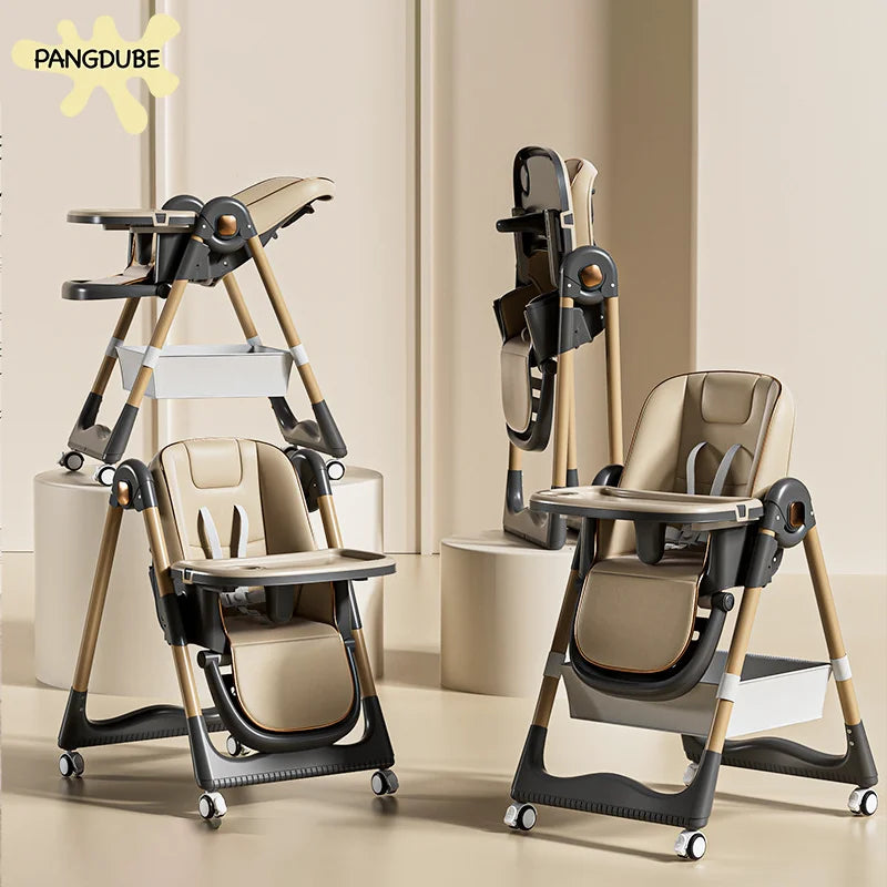 Silla alta para comer PANGDUBE, reclinable, plegable y elevable, con ruedas, para bebés