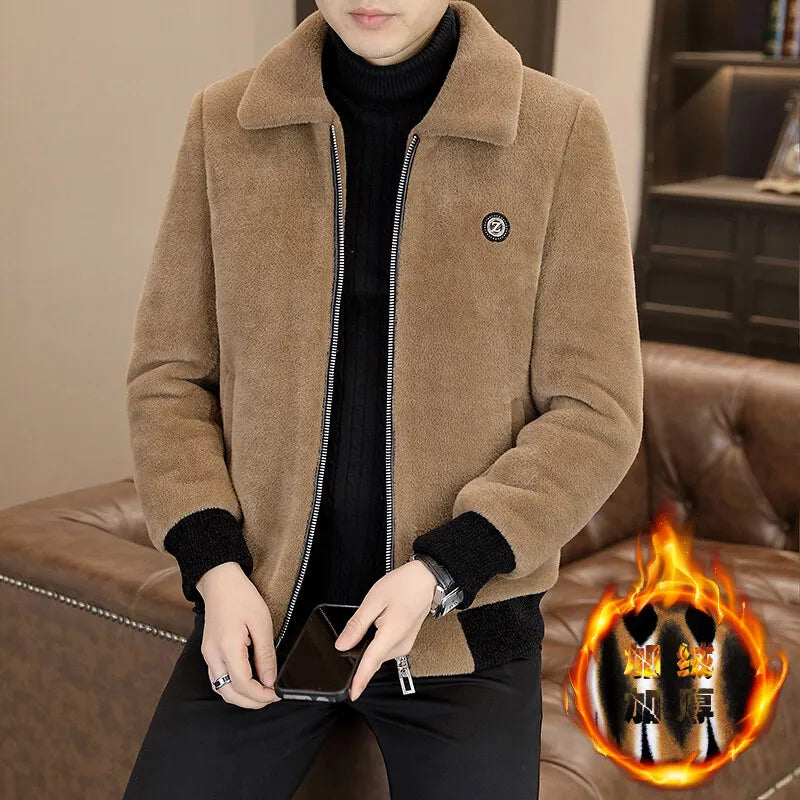 Chaqueta de algodón de invierno para hombre, nueva, resistente al frío, de alta gama, con forro polar, gruesa, informal, ajustada, con cremallera, abrigo corto de moda, tendencia