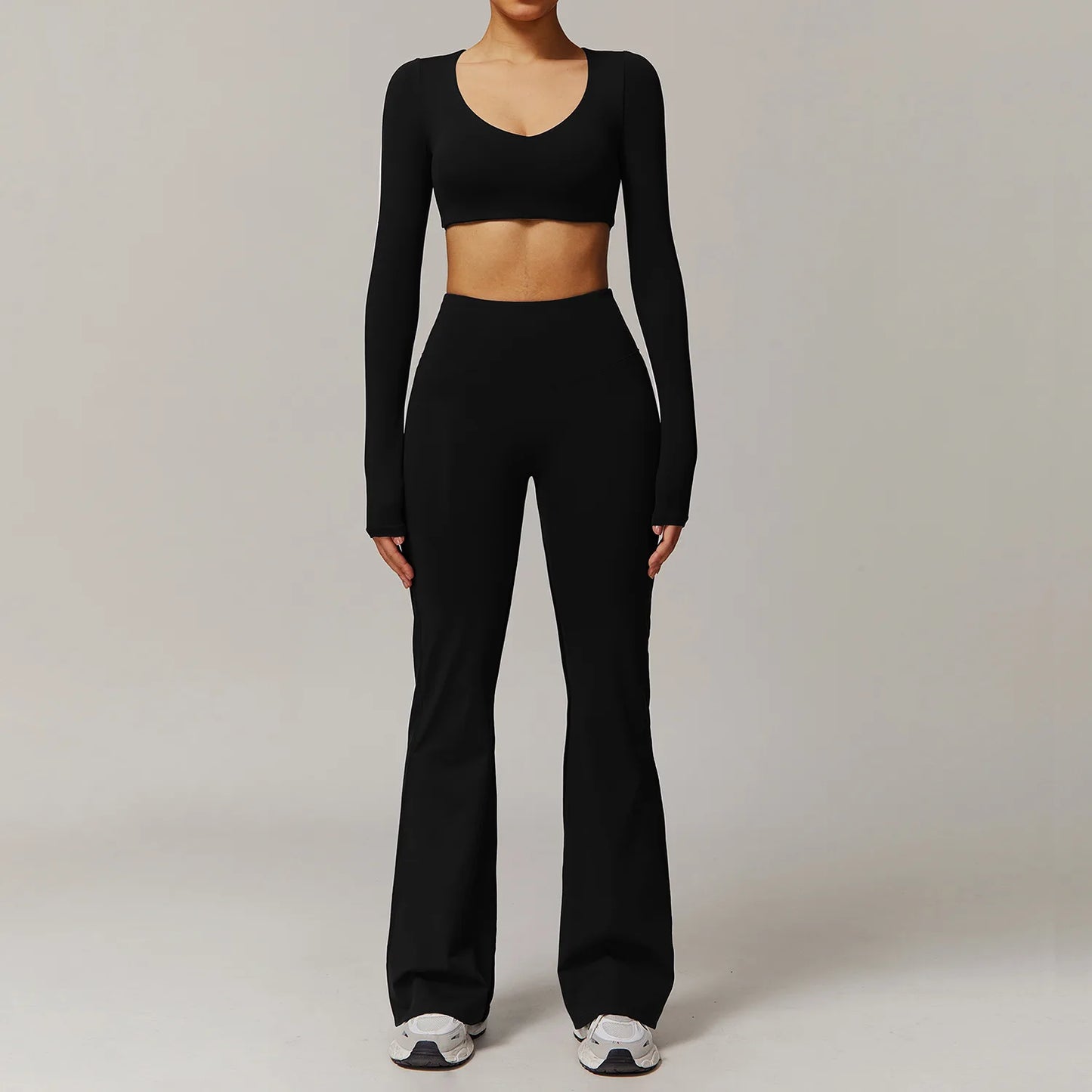 Women's Tracksuit 2PCS Yoga Sets Sportswear Workout Fitness Long Sleeved Sports Bra High Waist Leggings Gym Clothing Sports Suit