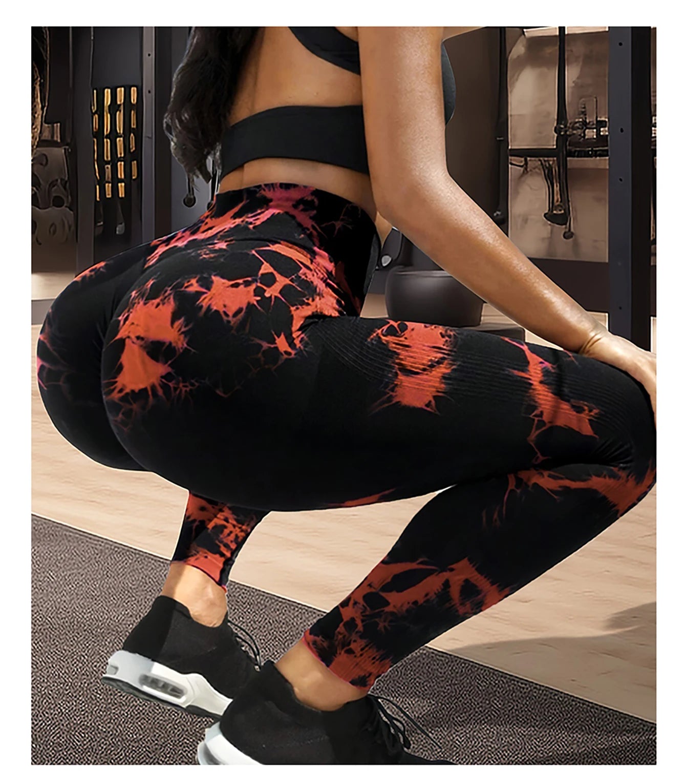 Pantalones de yoga con estampado floral fragmentado y teñido anudado, absorben el sudor, cintura alta, ajustados, levantan la cadera, pantalones deportivos para correr.