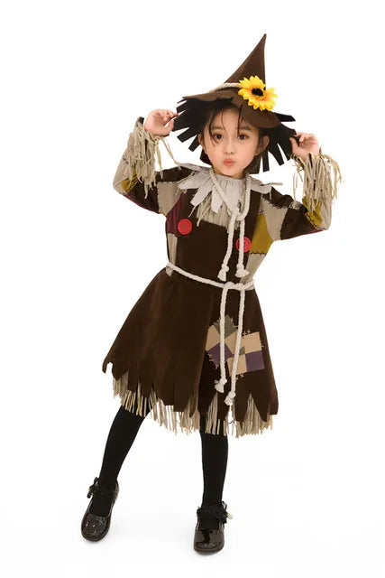 Halloween The Wizard of Oz Scarecrow Parent-Child Costume Carnival Party Performance Circus Clown Dress Womens Cosplay Costume