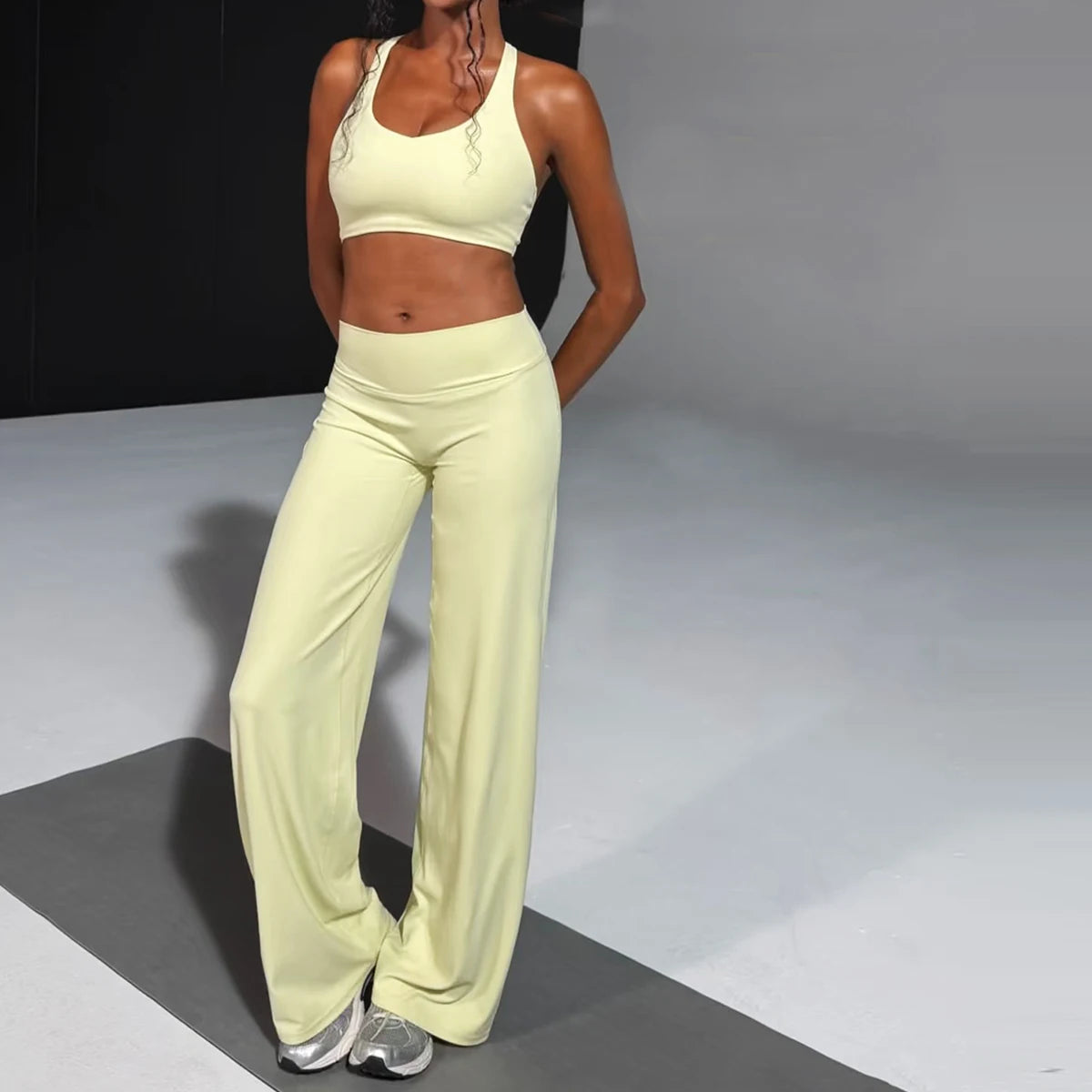 Active Wide Legging High Waist Sporty leggings woman Sports Long Pants Seamless Scrunch Hip-lifting Wide-leg pants