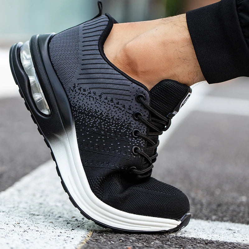 Zapatos de trabajo de protección anti-aplastamiento para hombres y mujeres, zapatos indestructibles anti-perforación, zapatos de trabajo con amortiguación de aire, zapatos de seguridad con puntera de acero para hombre.