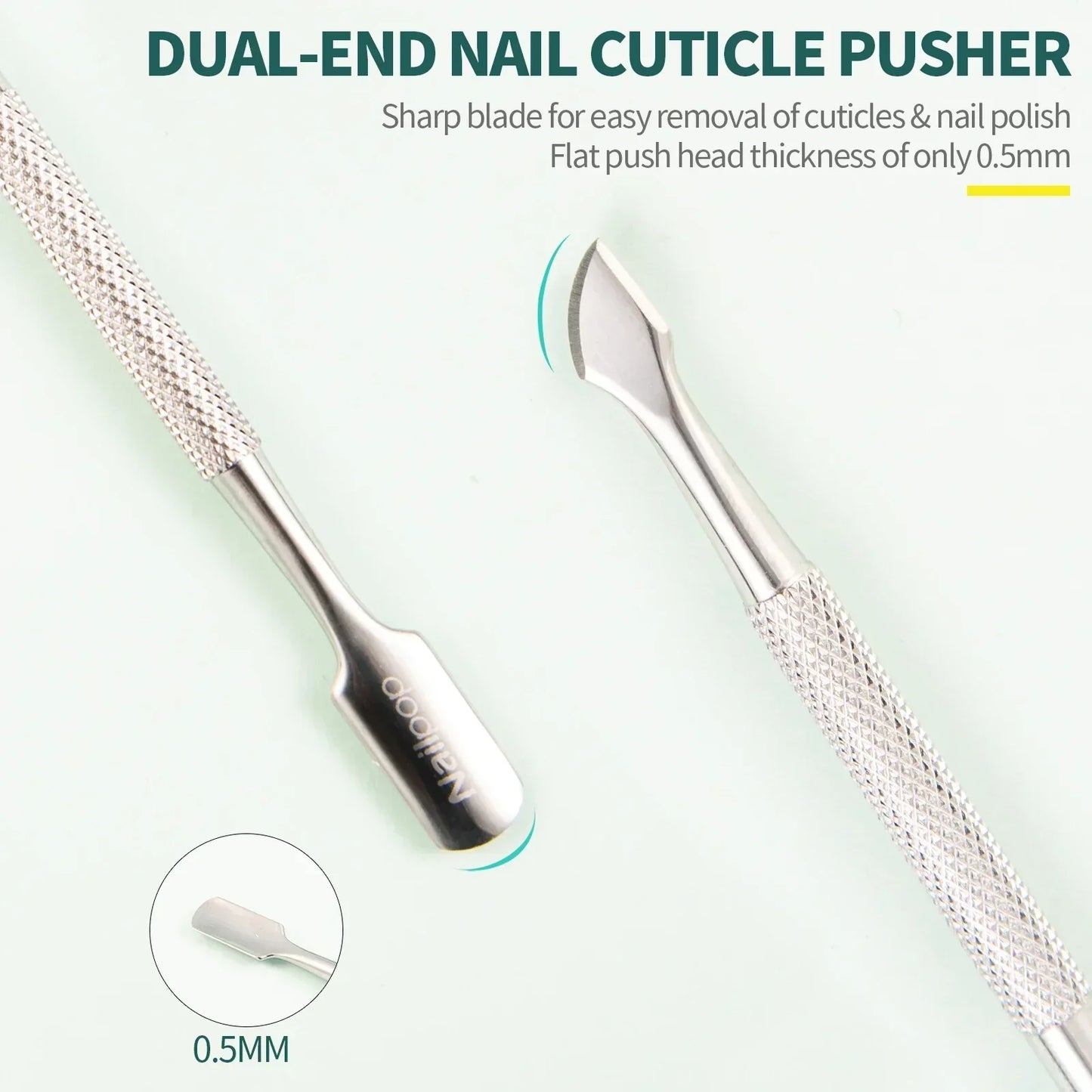 Nailpop - Cortauñas profesional de acero inoxidable, tijeras, alicates, función de quitacutículas, kit de herramientas para manicura y cuidado de uñas