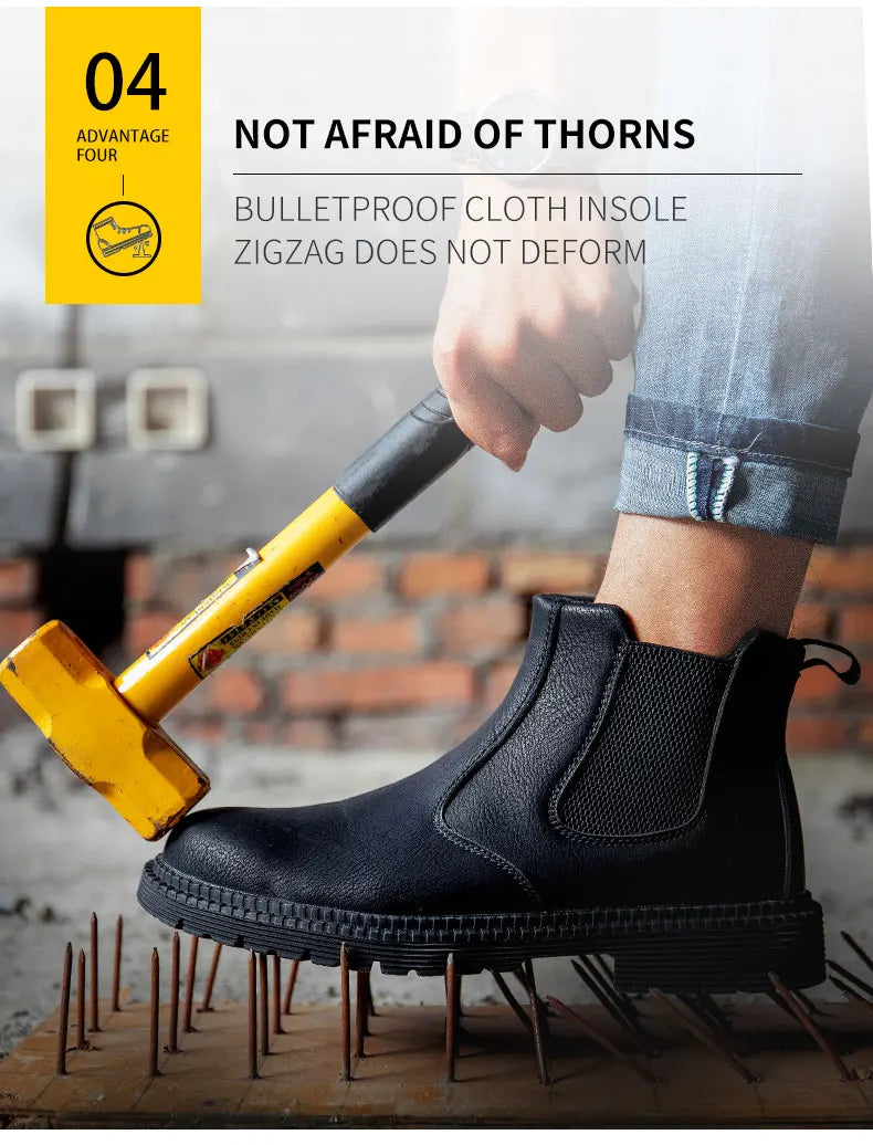 Zapatos de seguridad antideslizantes para hombre, botas de trabajo con puntera de acero, calzado de protección indestructible, botas de construcción antiaplastamiento, impermeables.