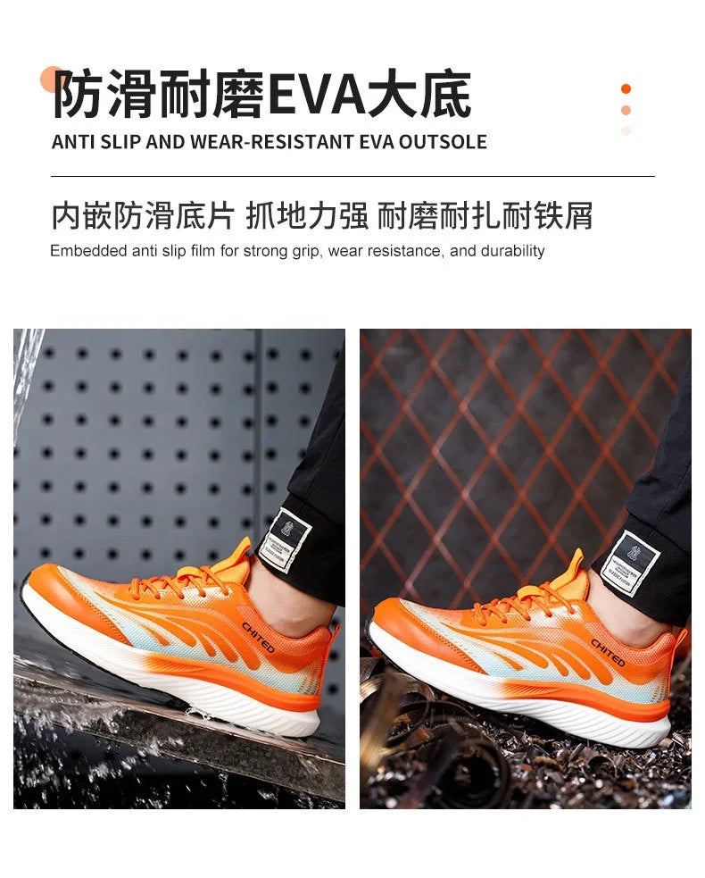 Nuevo calzado de seguridad para hombre, de cuatro estaciones, con puntera de acero antiaplastamiento y antiperforación, suela blanda antideslizante, para trabajo.