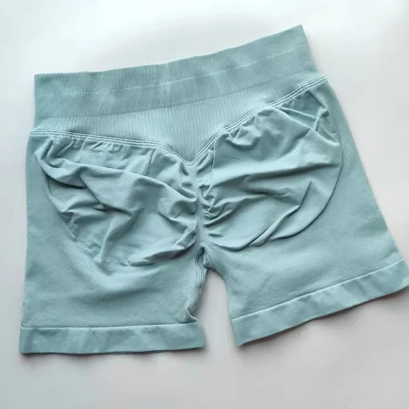 Pantalones cortos deportivos de impacto para mujer, cintura baja acanalada, sin costuras, ajustados, para entrenamiento, gimnasio, pantalones cortos elásticos para correr con cintura alta