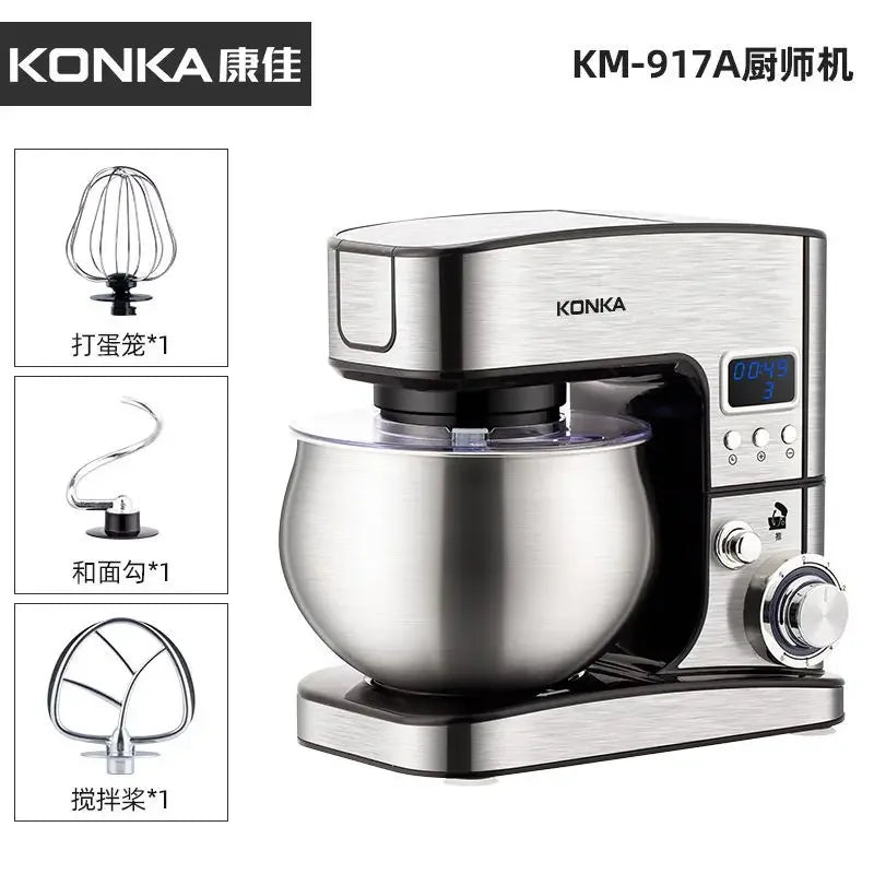 Máquina de chef multifuncional, mezcladora de masa totalmente automática con temporizador inteligente, batidora de huevos de escritorio para el hogar, comercial