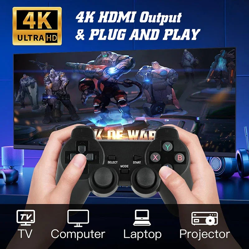 NUEVA consola de videojuegos con más de 20 000 juegos integrados, reproductor de juegos portátil retro, 64 GB, 4K, TV, mando inalámbrico de 2,4 GB