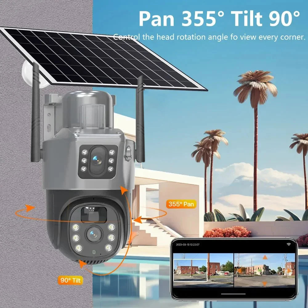 Cámara de vigilancia inalámbrica Wifi 4G IP CCTV, seguridad y protección para el hogar inteligente, monitor 360°, exterior, visión nocturna HD.