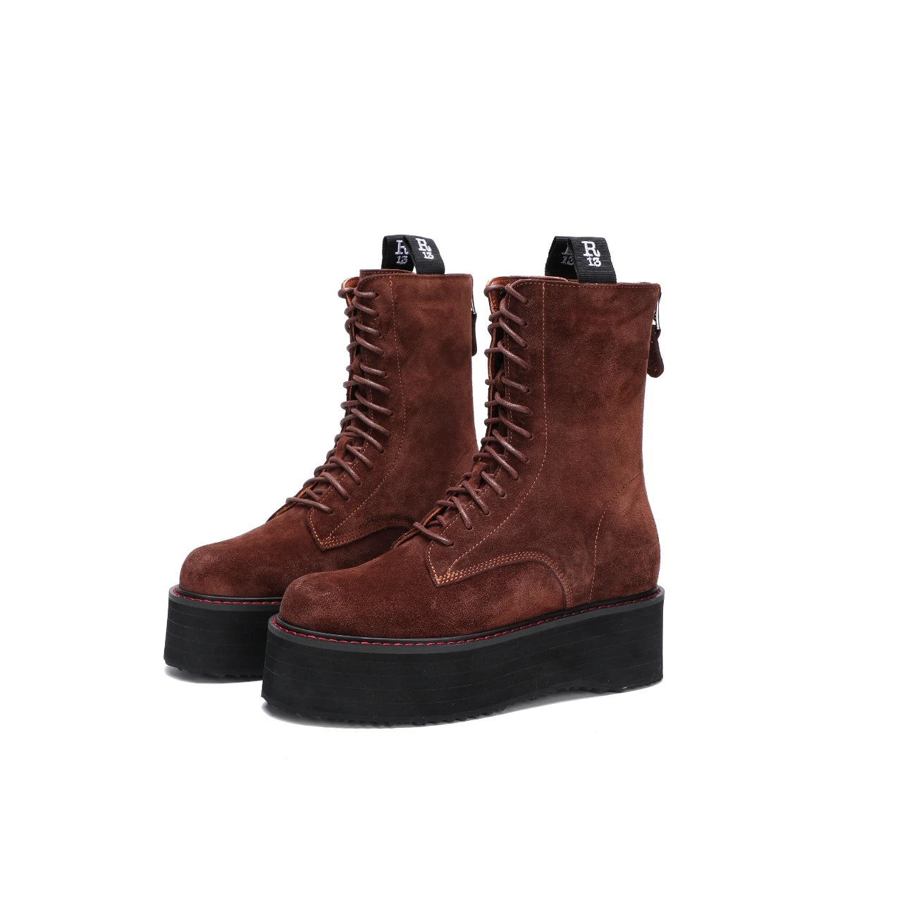 Botas de mujer de nuevo estilo con suela gruesa y cremallera trasera con cordones ajustables