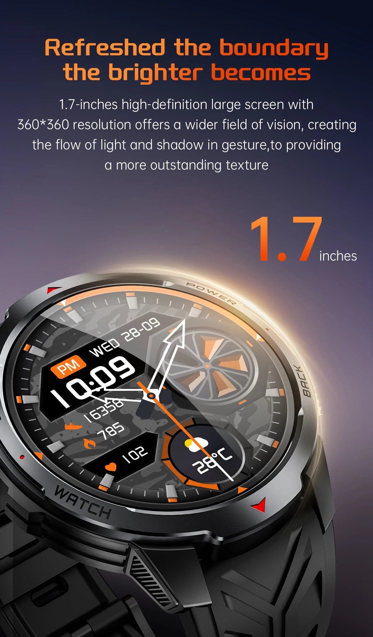 Reloj inteligente deportivo para exteriores para hombre, con batería grande de 1100 mAh, brújula, linterna LED, control del ritmo cardíaco, compatible con Android e iOS.